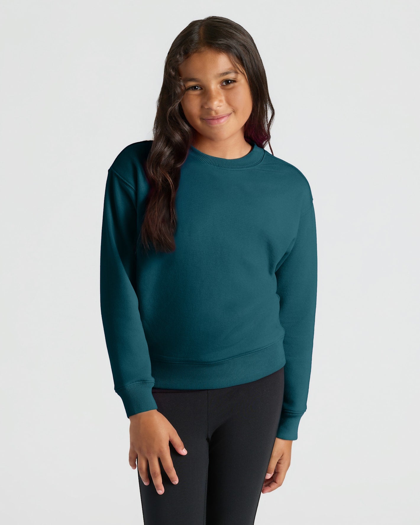 Girls Deep Emerald Slouch Pullover Crew