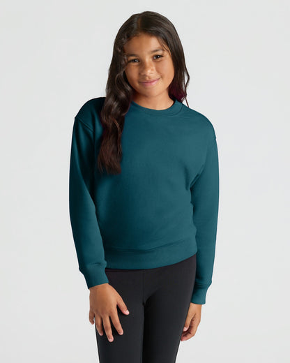 Girls Deep Emerald & Dark Maroon Slouch Pullover Crew 2-Pack