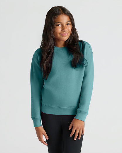 Girls Stormcloud & Electric Fuchsia Slouch Pullover Crew 2-Pack