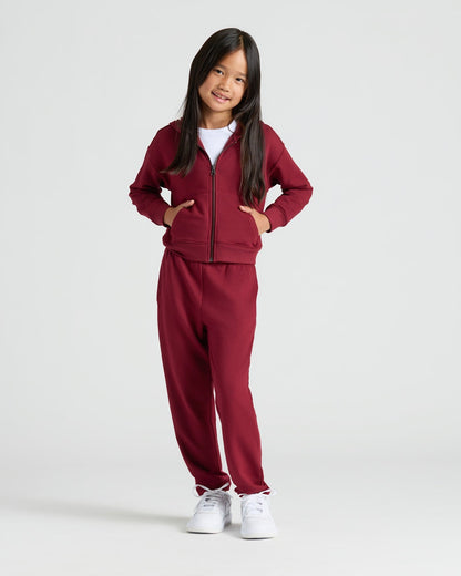 Girls Deep Emerald & Dark Maroon Relaxed Joggers 2-Pack