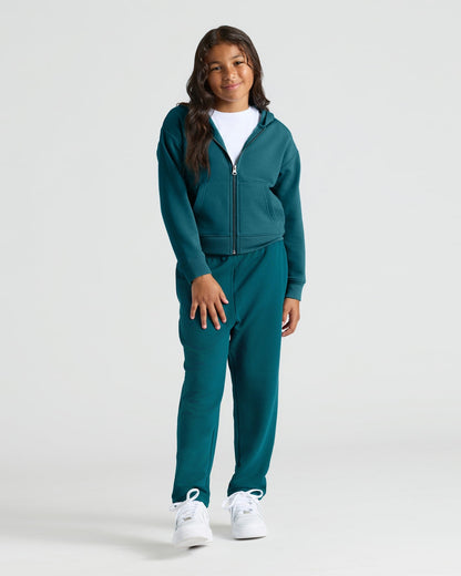 Girls Deep Emerald & Dark Maroon Relaxed Joggers 2-Pack