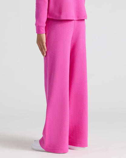 Girls Electric Fuchsia Waffle Wide Leg Pants