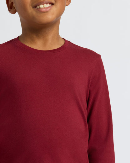 Boys' Classic Long Sleeve Curved Hem Crew Neck 6-Pack