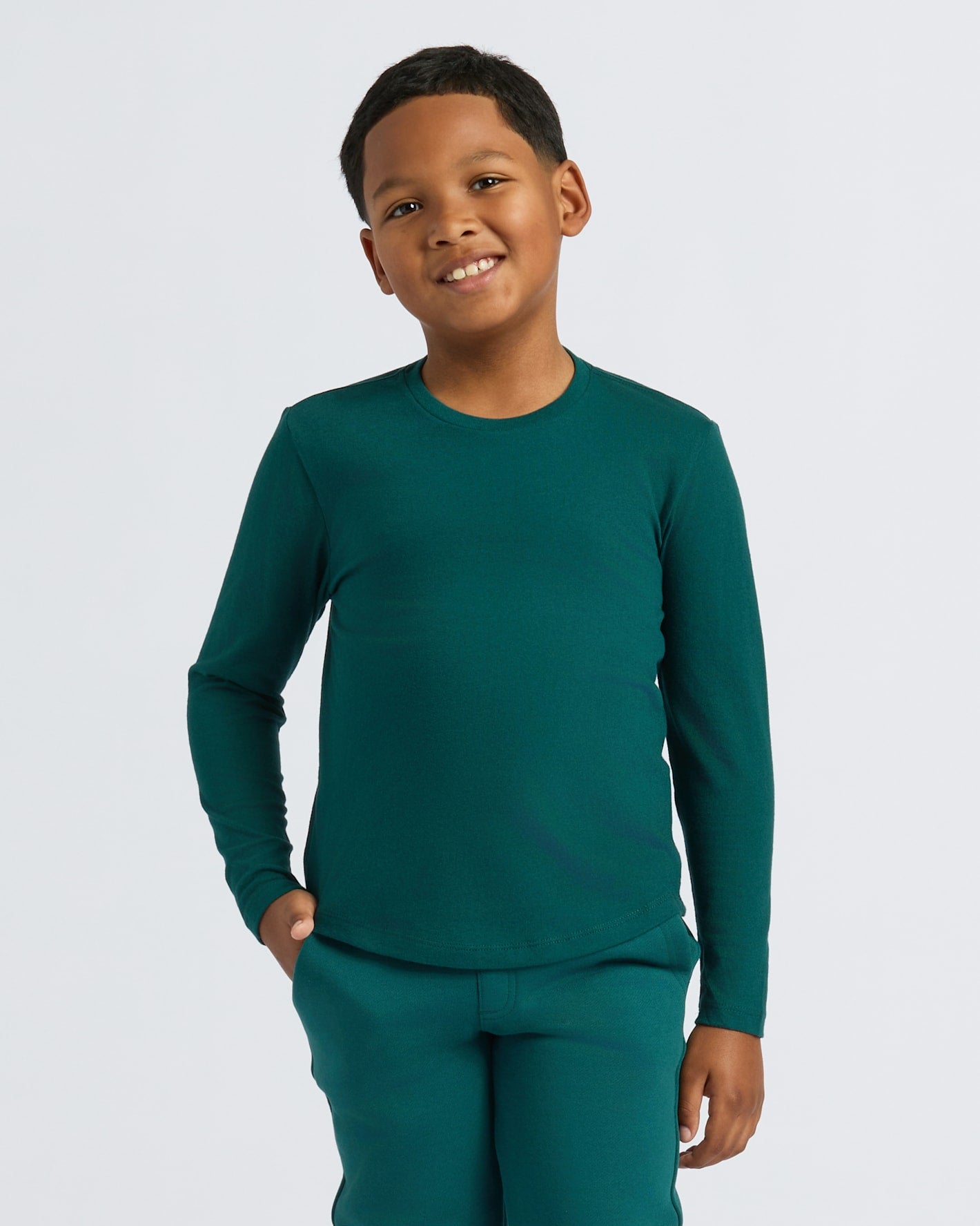 Boys' Classic Long Sleeve Curved Hem Crew Neck 6-Pack