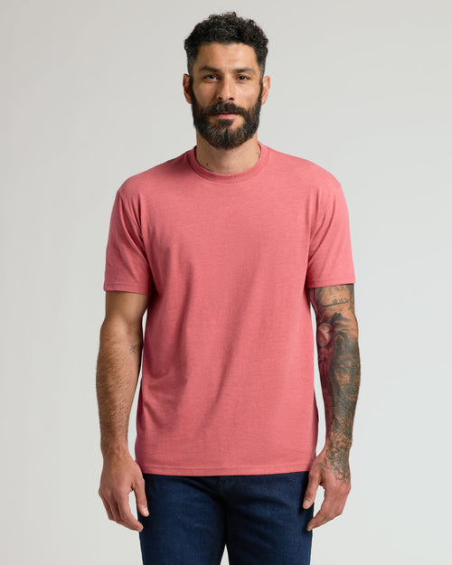 Heather Garnet Short Sleeve Crew Neck T Shirt