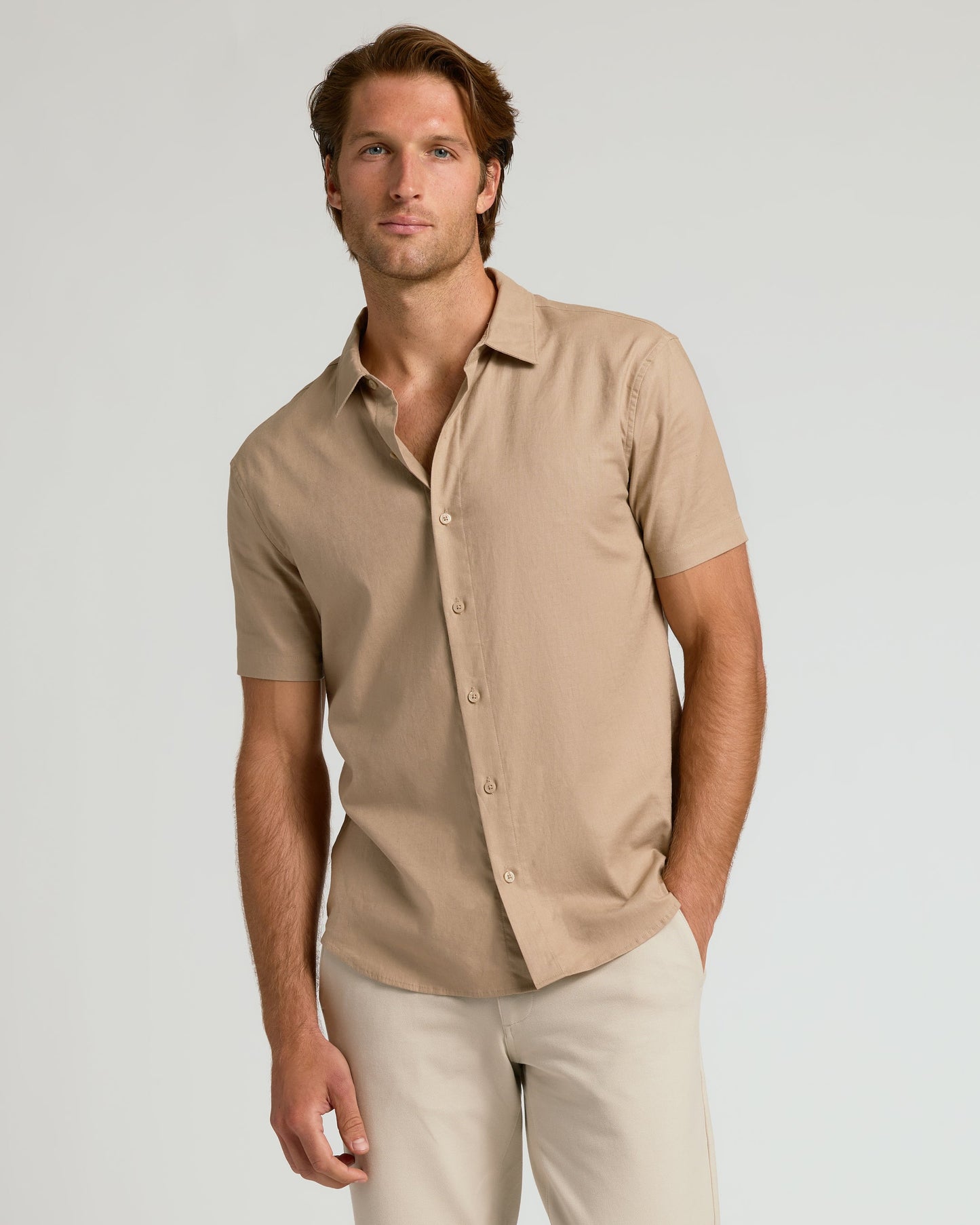 Dusty Taupe and Moss Oak Short Sleeve Linen Shirt 2-Pack