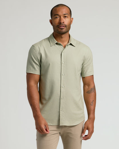 Dusty Taupe and Moss Oak Short Sleeve Linen Shirt 2-Pack