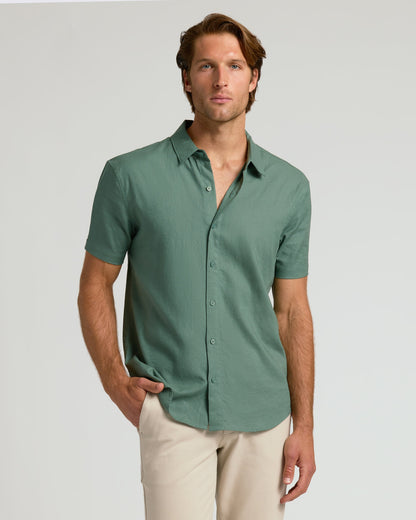 Moss Short Sleeve Linen Shirt