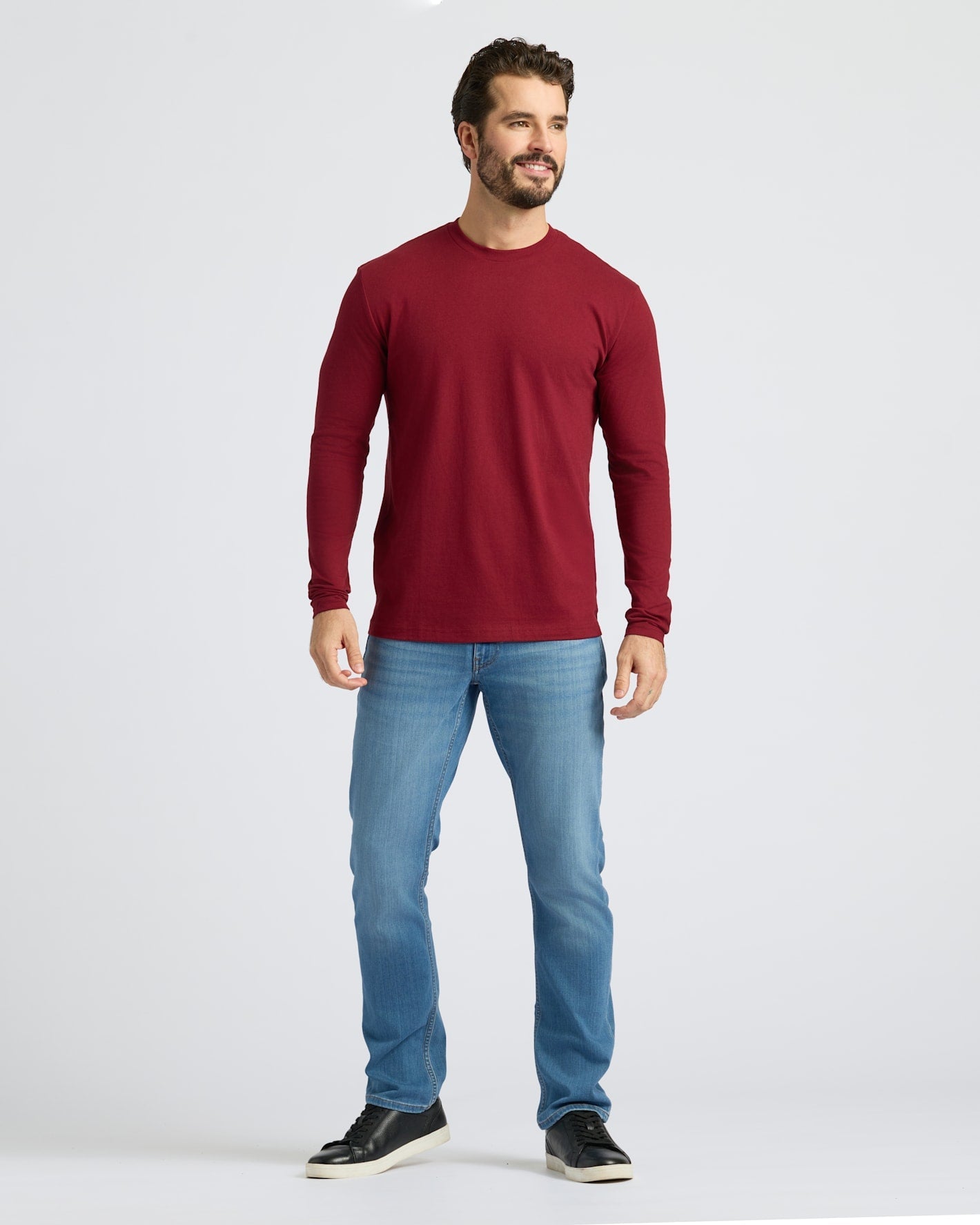 Dark Maroon Classic Long Sleeve Crew Neck