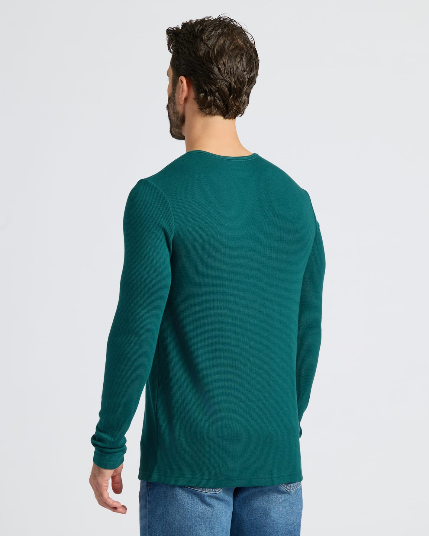 Deep Emerald Waffle Long Sleeve Henley 3-Pack