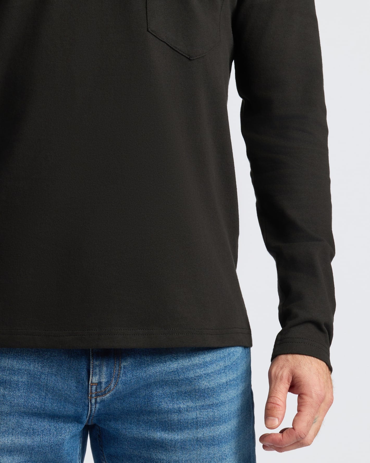 Black Heavyweight Long Sleeve Pocket Crew 2-PacK