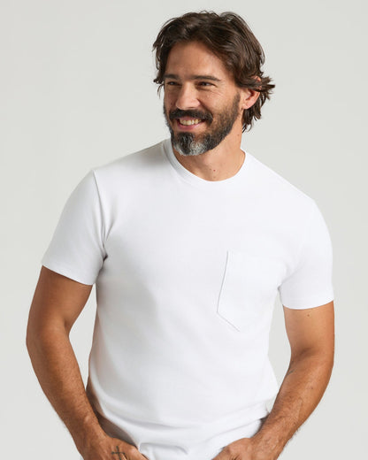 All White Heavyweight Pocket Crew Neck 6-Pack
