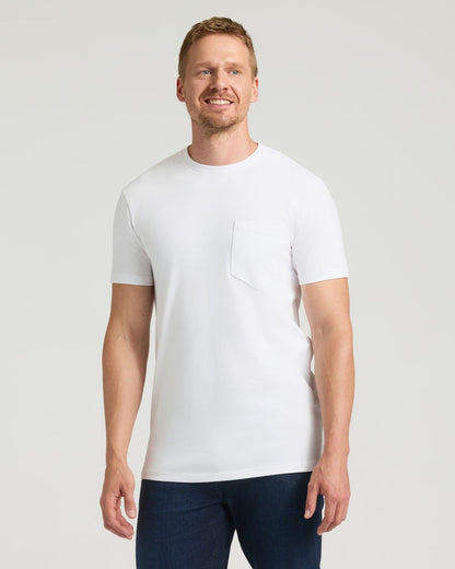 All White Tall Heavyweight Pocket Crew Neck 6-Pack
