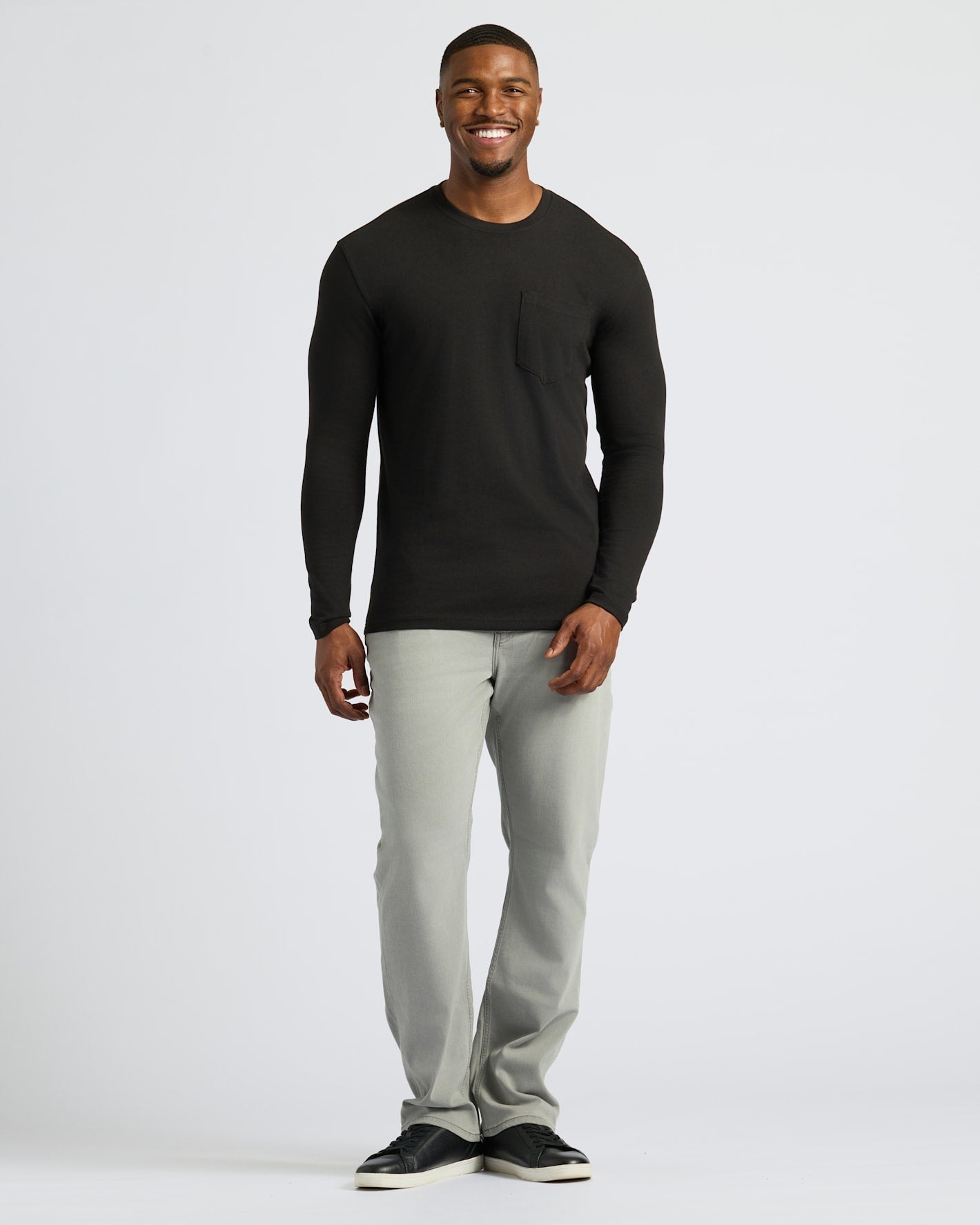 Black Tall Heavyweight Long Sleeve Pocket Crew