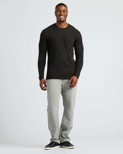 Black Tall Heavyweight Long Sleeve Pocket Crew