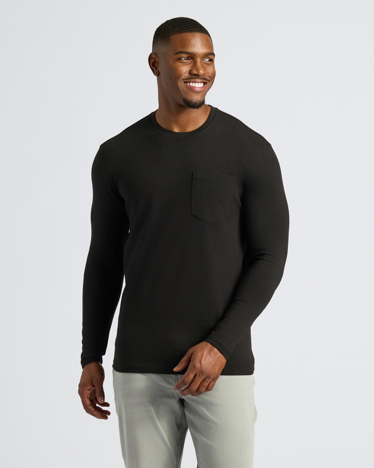 Black & Navy Tall Heavyweight Long Sleeve Pocket Crew 2-Pack