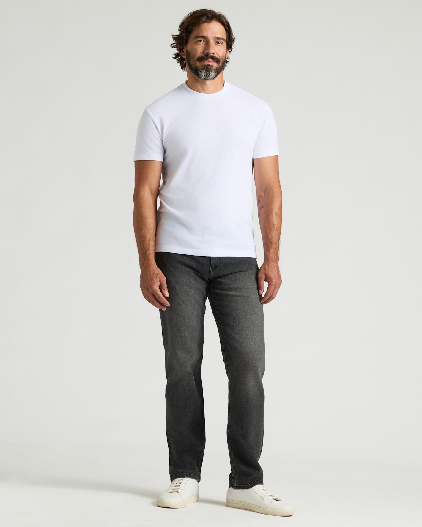 Gray Wash Straight Authentic Denim Jeans