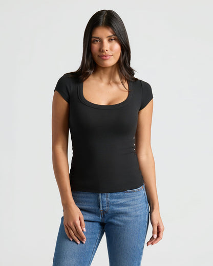 Womens Ribbed U-Neck Tee 6-Pack