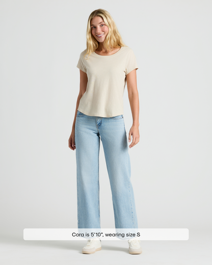 Womens Oatmeal Slub Scoop Neck Tee