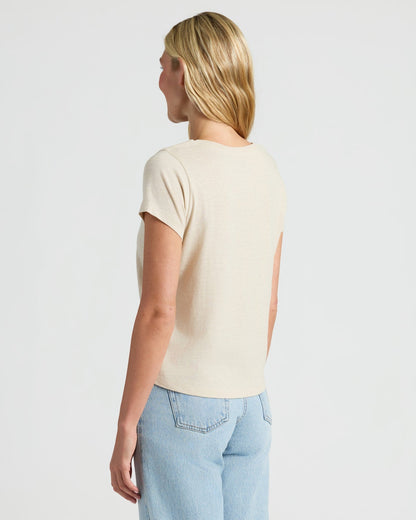 Womens Oatmeal Slub Scoop Neck Tee 4-Pack