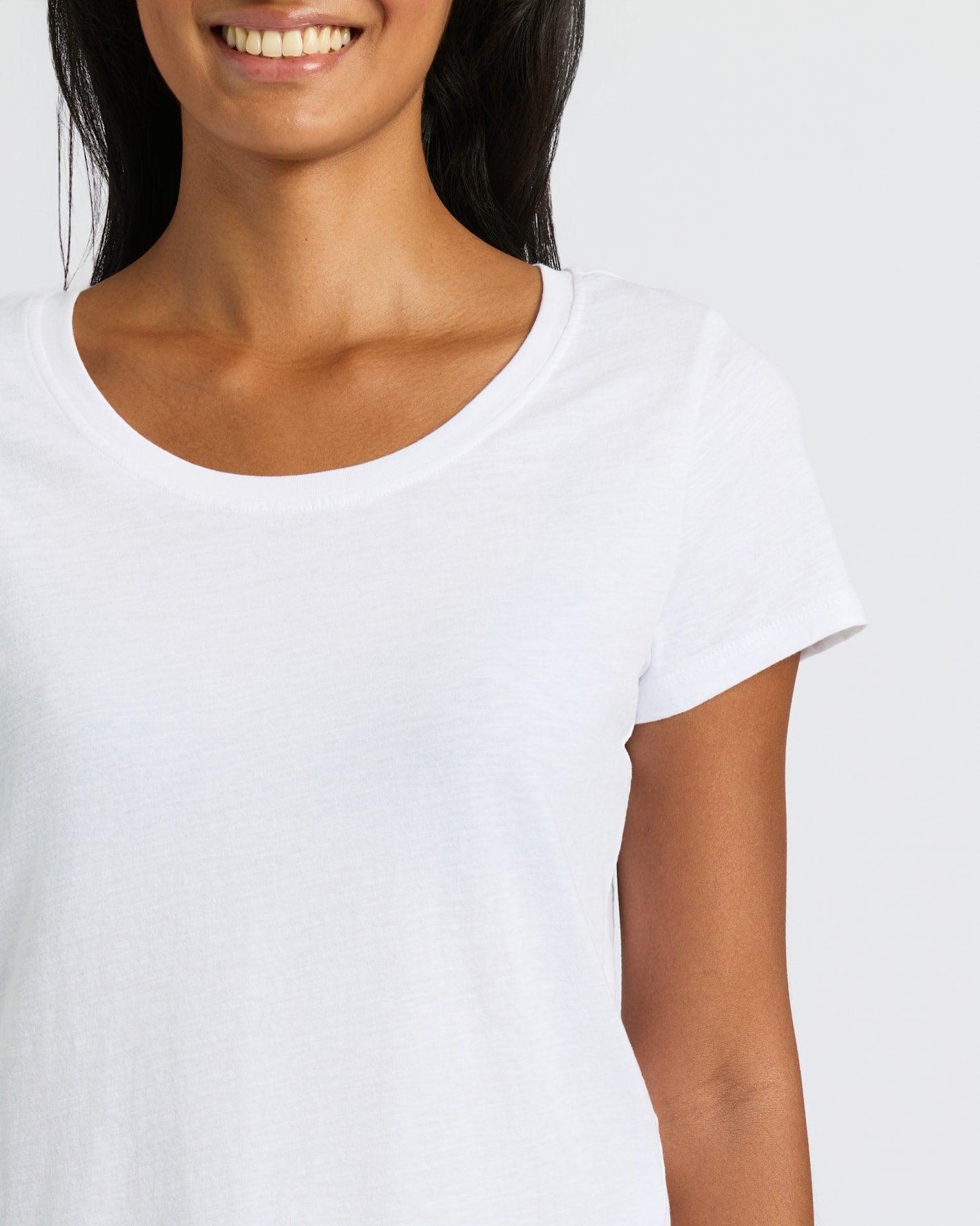 Womens Black & White Slub Scoop Neck Tee 2-Pack