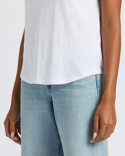 Womens White Slub Scoop Neck Tee 2-Pack
