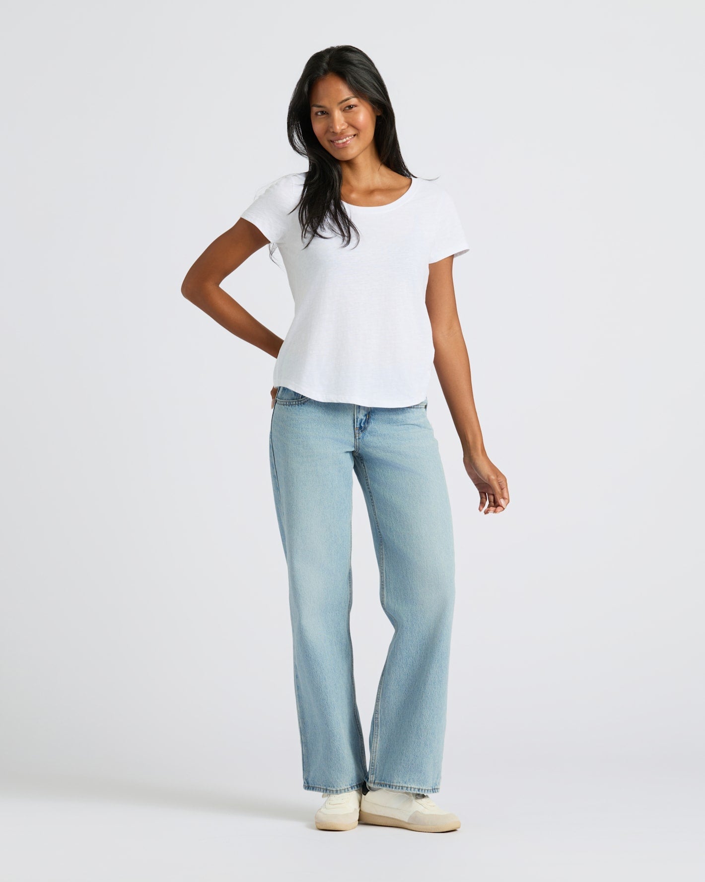 Womens White Slub Scoop Neck Tee 2-Pack