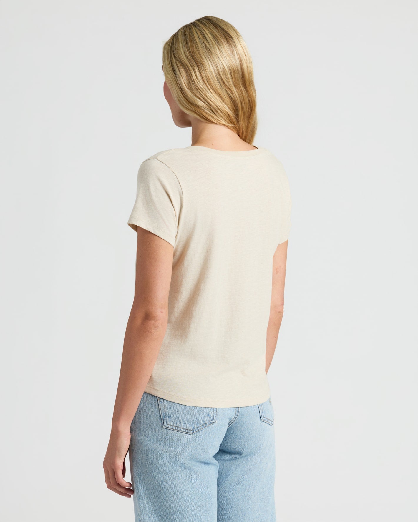 Womens Black & Oatmeal Relaxed Slub V-Neck Tee 2-Pack