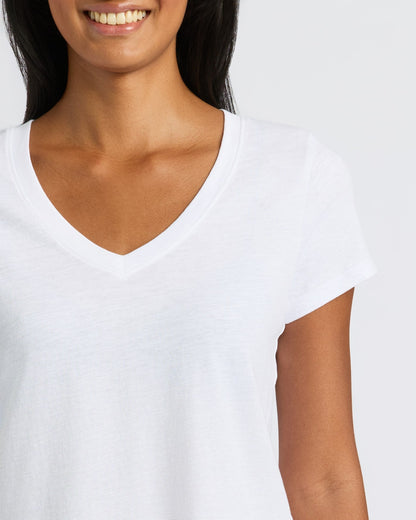 Womens Staple Relaxed Slub V-Neck Tee 4-Pack
