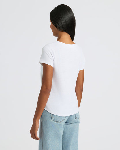 Womens White Relaxed Slub V-Neck Tee 4-Pack