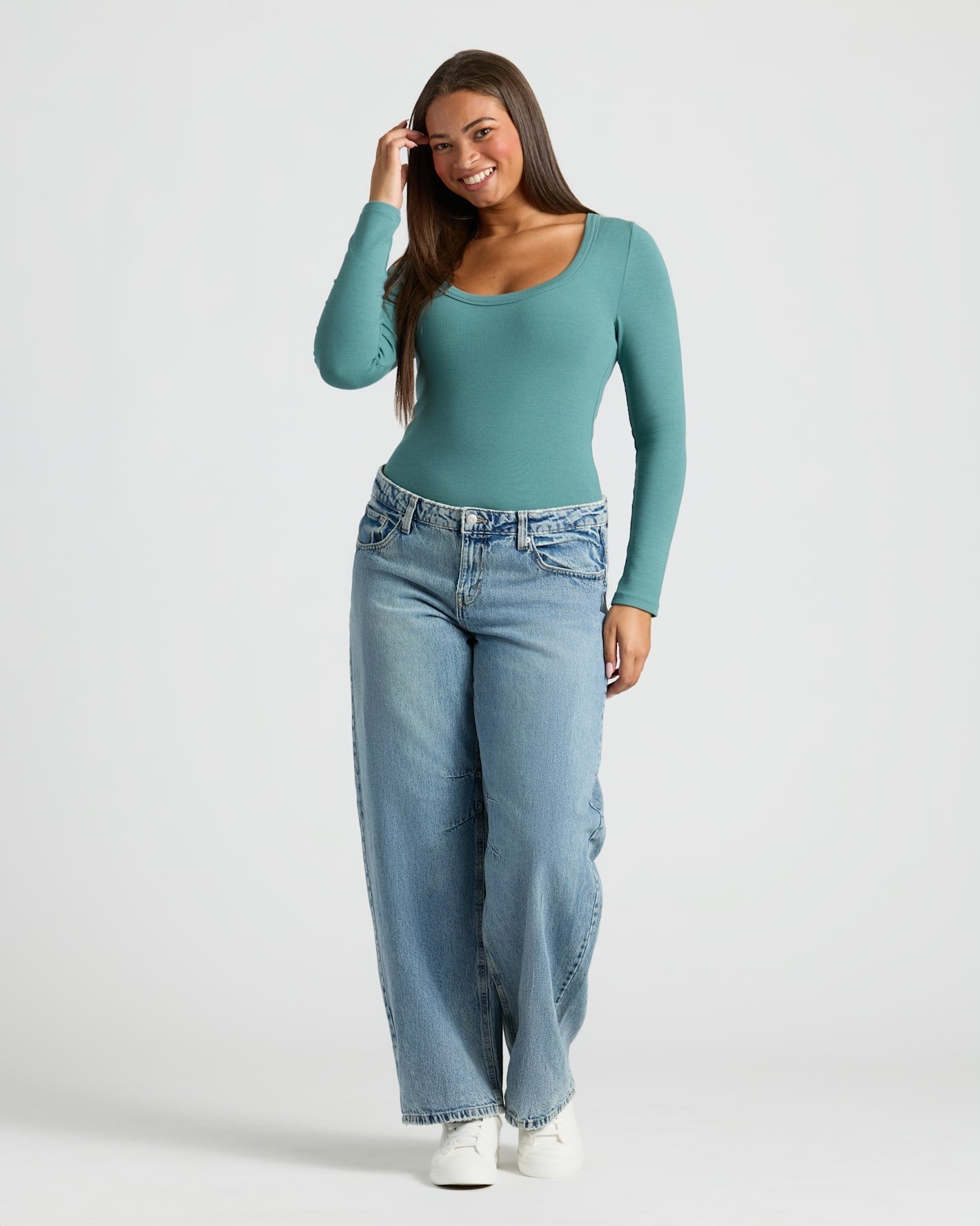 Womens Ribbed Long Sleeve Scoop Neck Tee 6-Pack