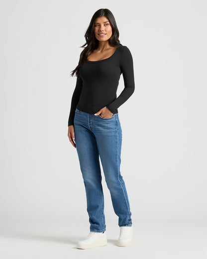 Womens Ribbed Long Sleeve Scoop Neck Tee 3-Pack