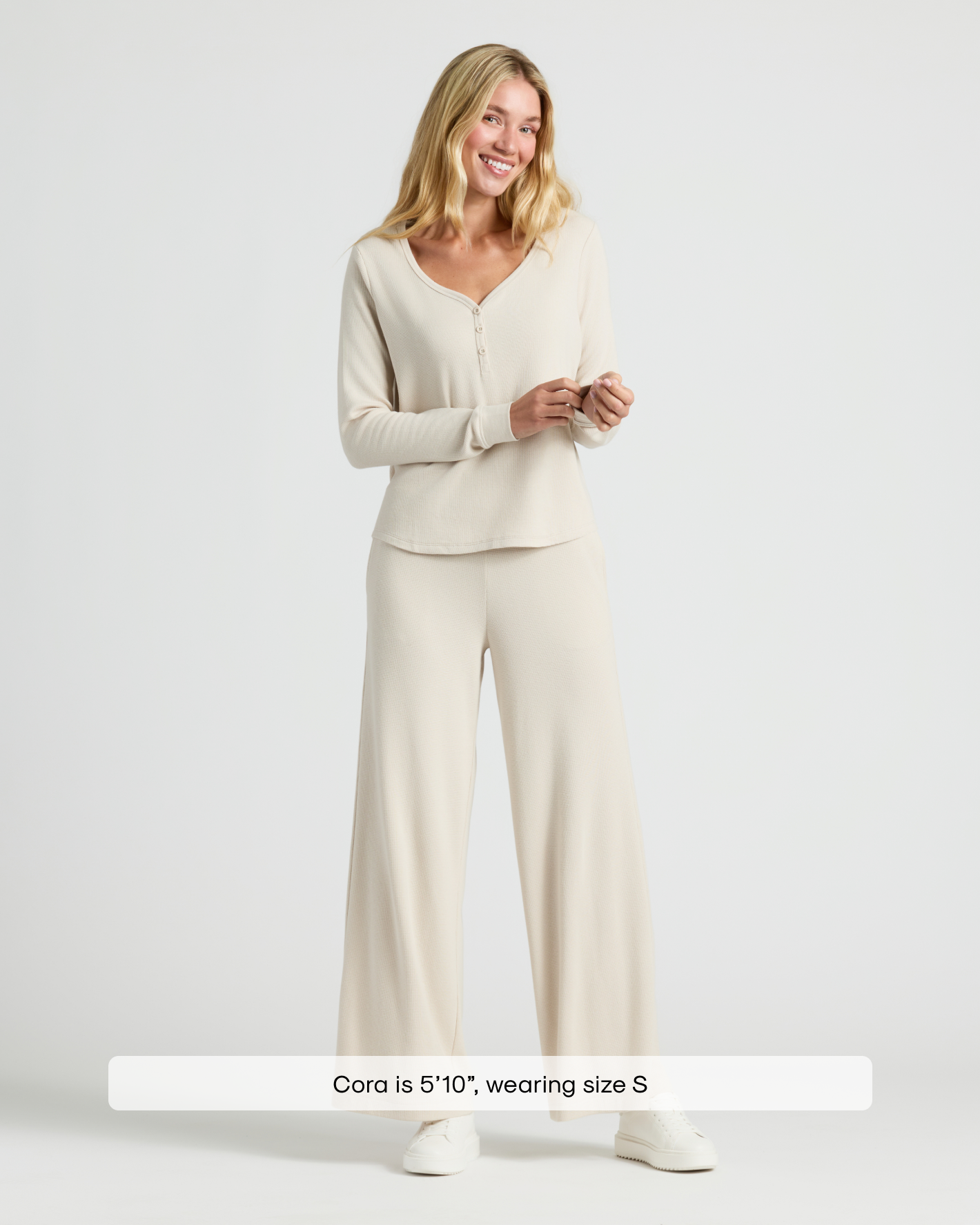 True Classic Women's Waffle Knit Henley & Wide Leg Pant Set  Soft Modal-Cotton 2-Piece Loungewear, Cozy Long Sleeve Top & Relaxed Pants