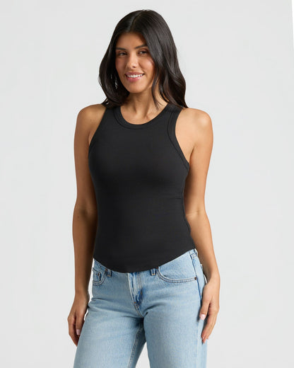 Womens Ribbed High Neck Tank 3-Pack