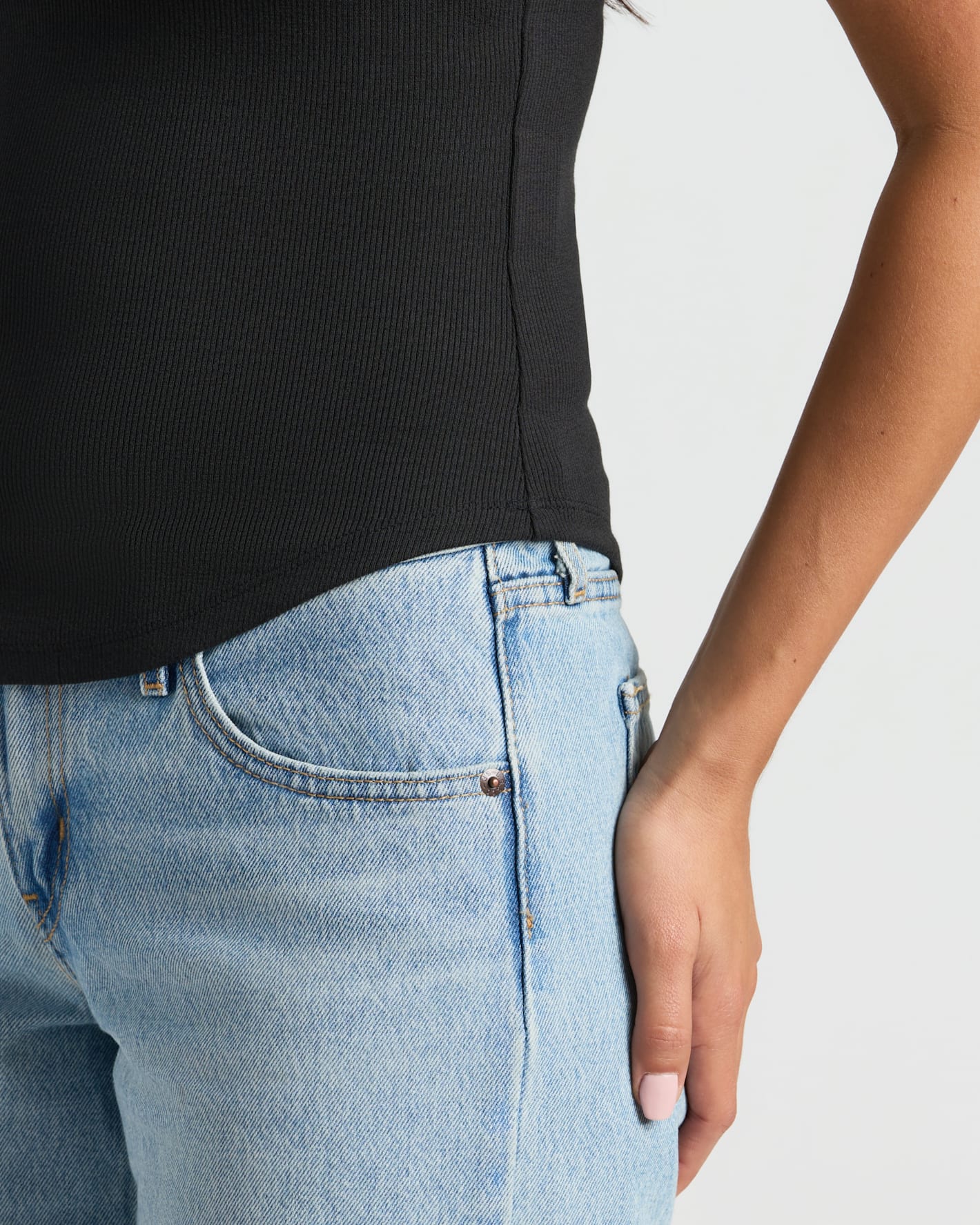 Womens Black Ribbed High Neck Tank 3-Pack