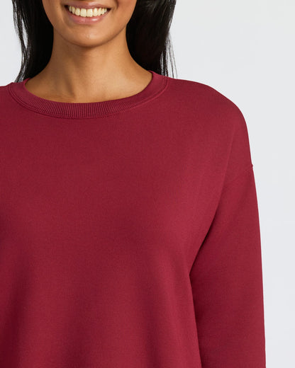 Womens Dark Maroon Slouch Pullover Crew & Relaxed Jogger 2-Pack
