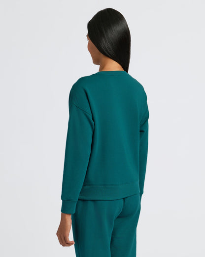 Womens Deep Emerald Slouch Pullover Crew