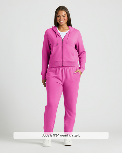 Womens Electric Fuchsia Crop Zip Hoodie
