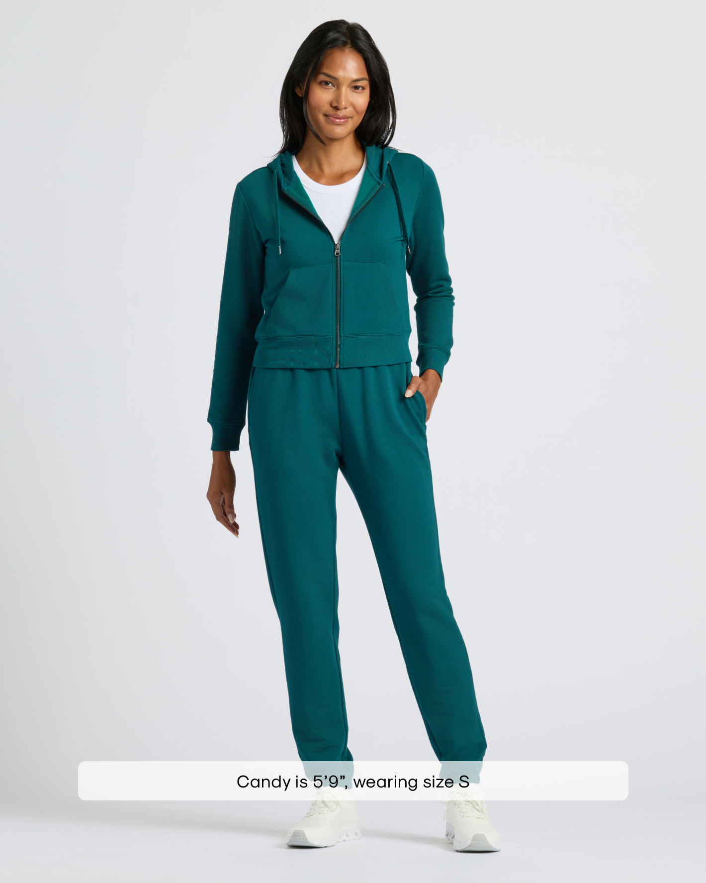 Womens Deep Emerald Crop Zip Hoodie