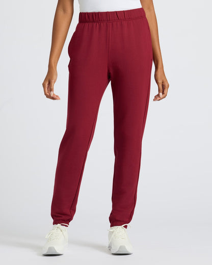 Womens Dark Maroon Crop Zip Hoodie & Relaxed Jogger 2-Pack
