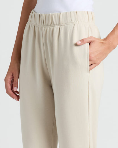 Womens Oatmeal Crop Zip Hoodie & Relaxed Jogger 2-Pack