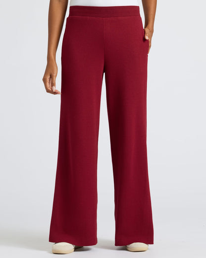 Womens Dark Maroon Waffle Long Sleeve Henley & Waffle Leg Pant 2-Pack