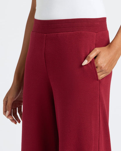 Womens Dark Maroon Waffle Long Sleeve Henley & Waffle Leg Pant 2-Pack
