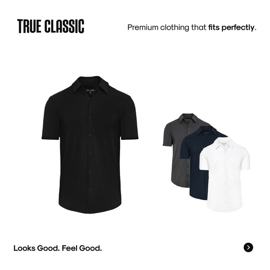 True Classic Men’s Knit Shirt – Tailored Cotton Stretch Fit, Soft Tagless Short Sleeve Polo Style for Casual, Streetwear, or Workwear Looks