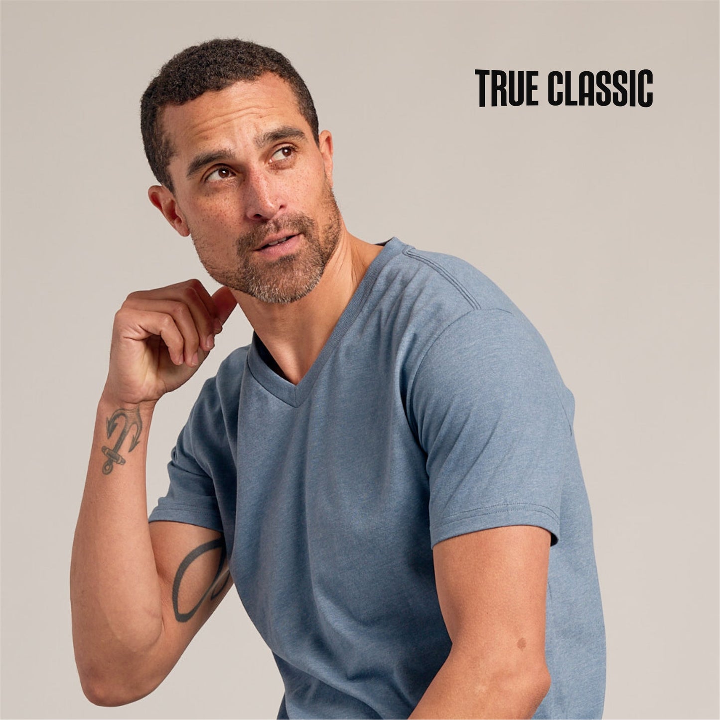 True Classic Men’s V-Neck T Shirt – Soft Cotton Blend Fit, Tailored Short Sleeve Tee for Everyday, Streetwear, or Layered Looks