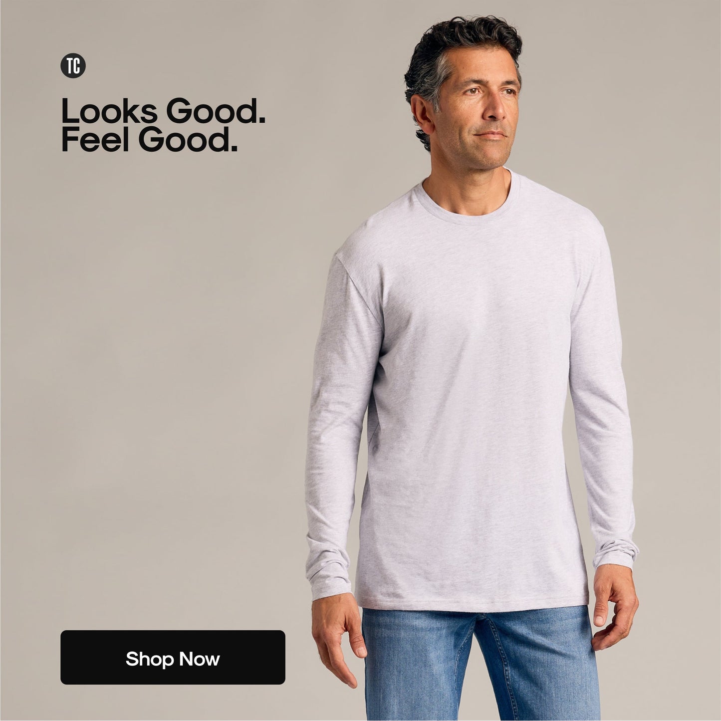 True Classic Men’s Long Sleeve Crew Neck Tee – Soft Cotton Stretch Fit, Tailored Everyday Shirt for Layering, Loungewear, or Streetwear Looks