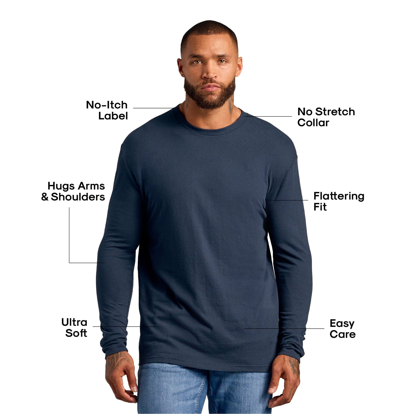 True Classic Men’s Long Sleeve Crew Neck Tee – Soft Cotton Stretch Fit, Tailored Everyday Shirt for Layering, Loungewear, or Streetwear Looks
