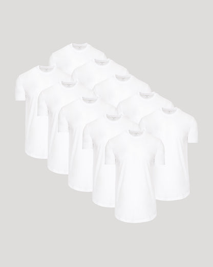 White Classic Tall Curved Hem Crew 10-Pack