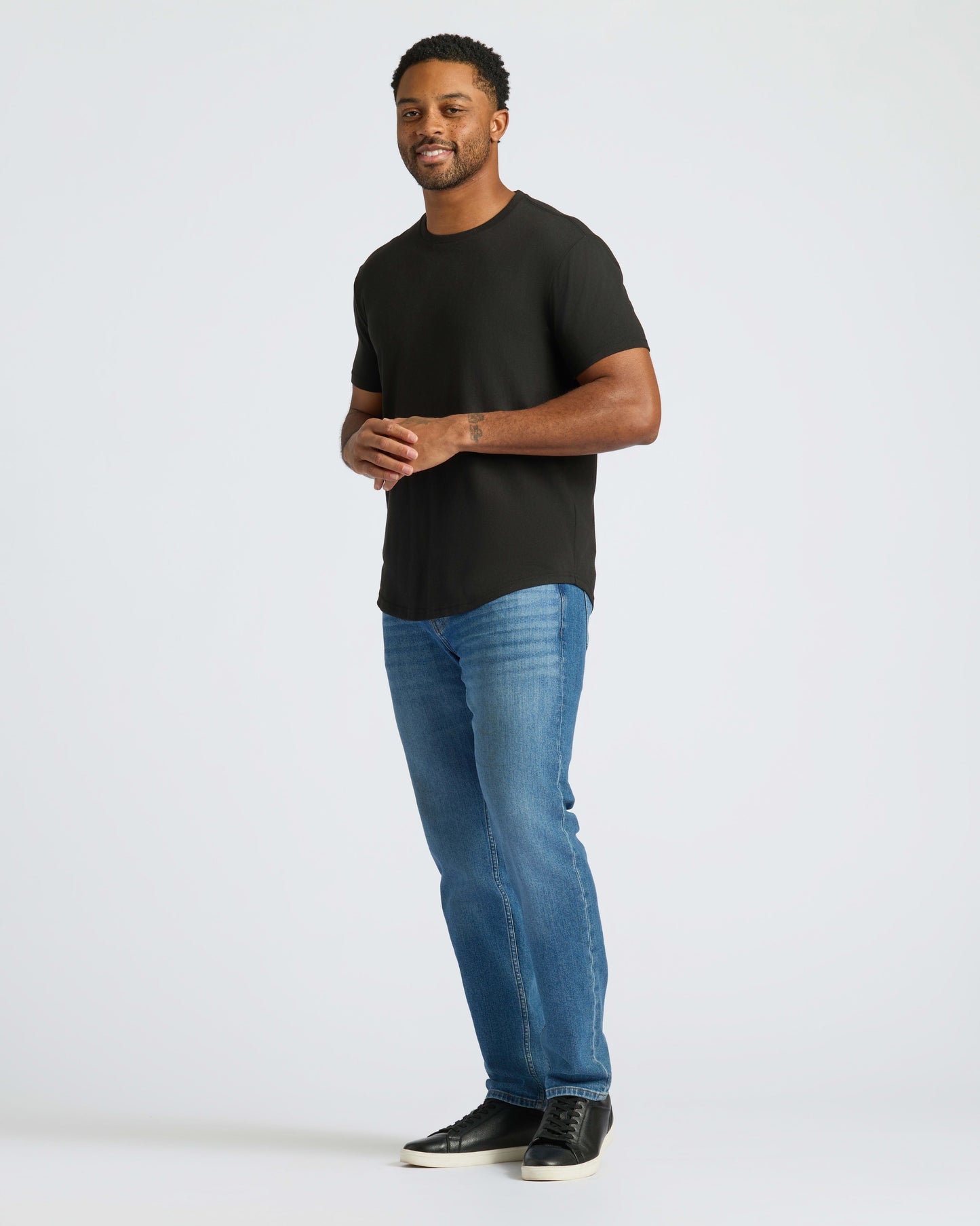 Black Curved Hem Classic Crew Neck 2-Pack