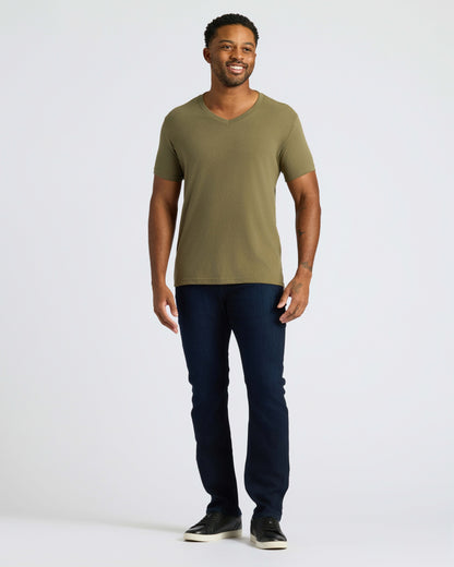 True Classic Men’s V-Neck T Shirt – Soft Cotton Blend Fit, Tailored Short Sleeve Tee for Everyday, Streetwear, or Layered Looks